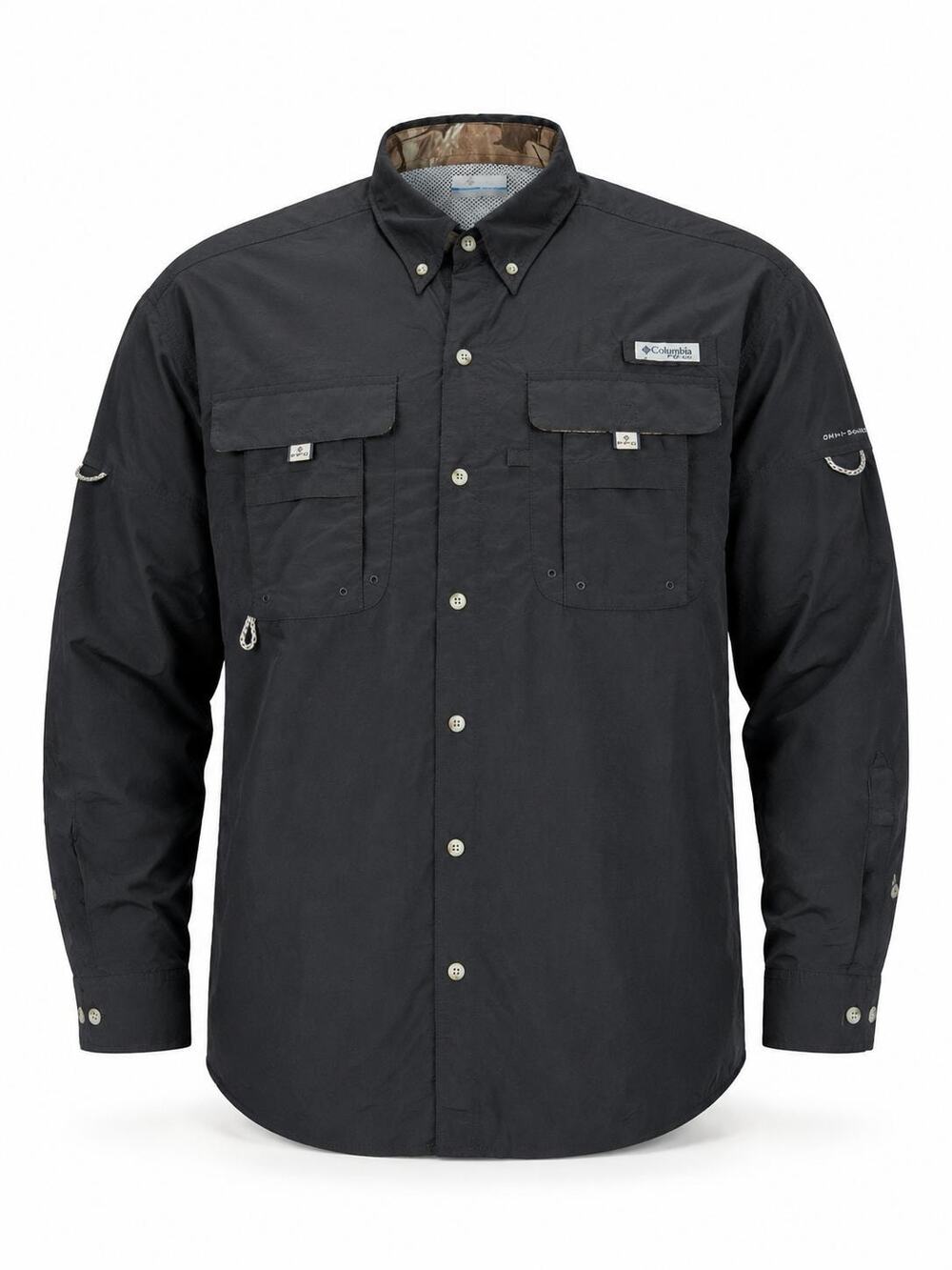Columbia PFG Omni-Shade Men's L Black Long Sleeve Fishing Shirt Vented